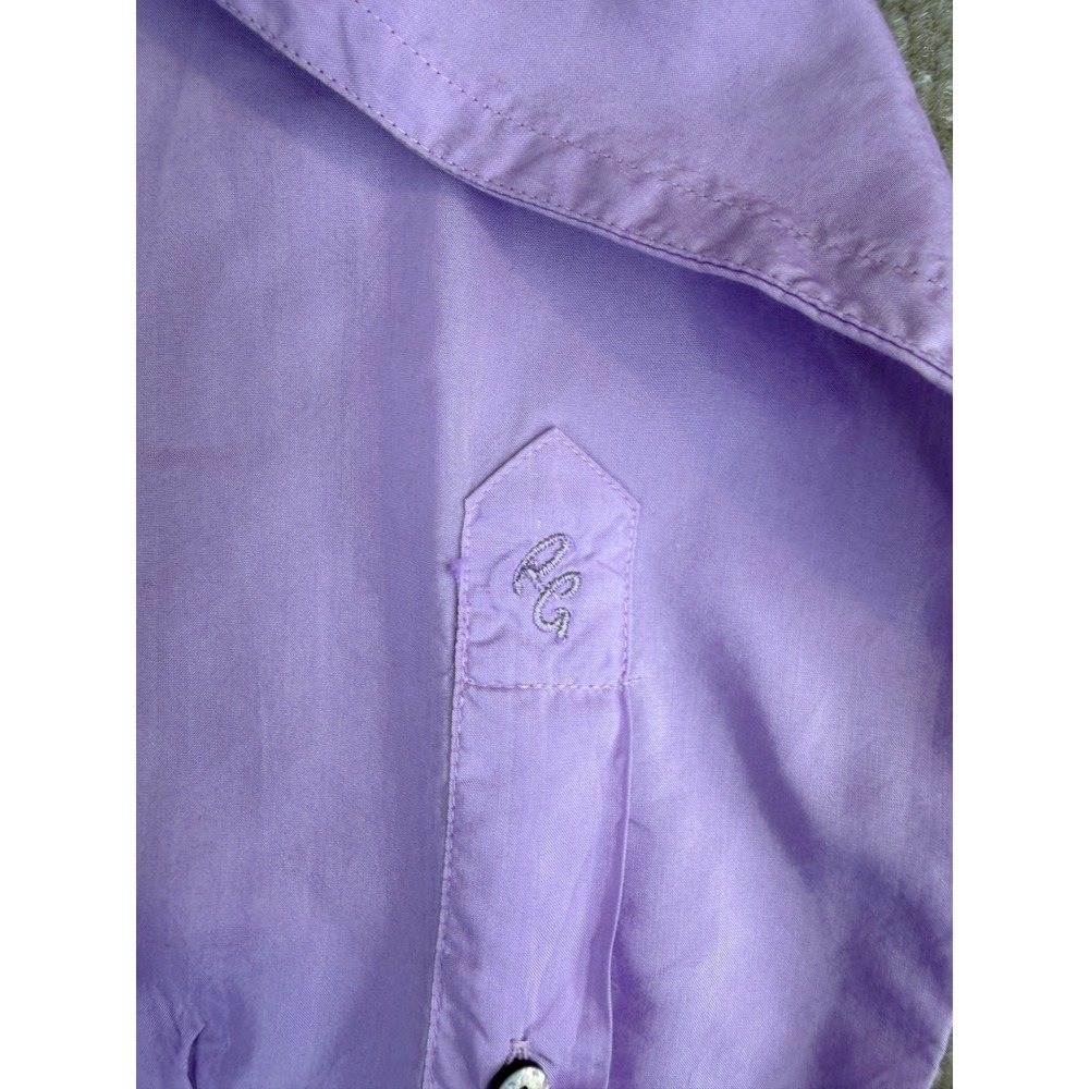 Robert Graham Tailored Fit Mens L Button‎ Down Shirt Lavender Cotton Silk - Picture 12 of 15